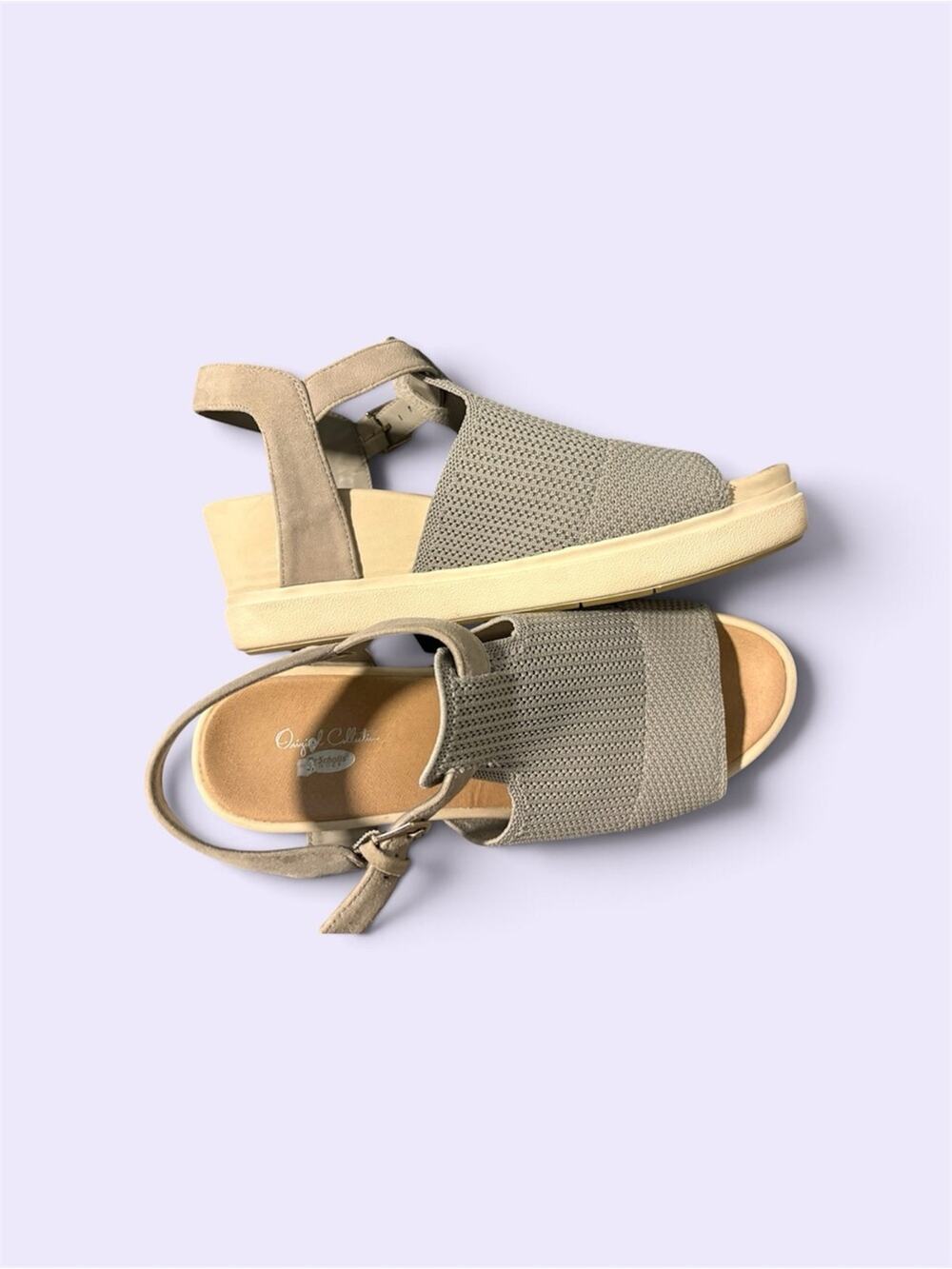 Dr. Scholl's Original Collection Comfort Knit Wedge Sandal in Gray